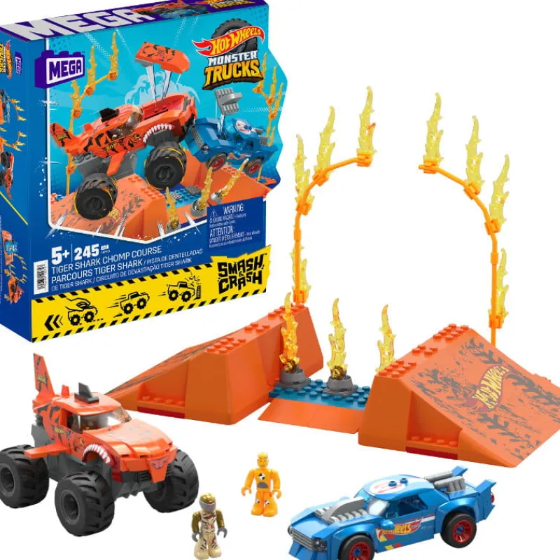 MATTEL MEGA BLOKS Hot Wheels MT Tiger Shark Kaskaderski skok Zestaw klocków 245el HKF88