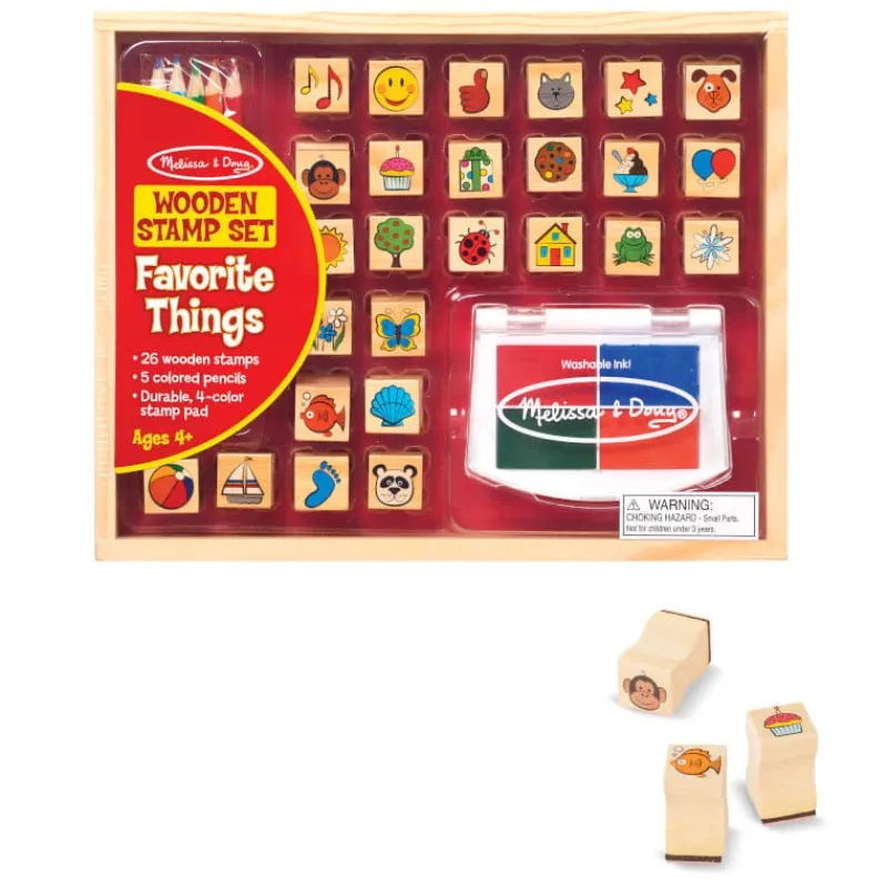 MELISSA & DOUG MELISSA Pieczątki stempelki drewniane z kredkami Ulubione rzeczy 19362