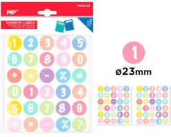 MAIN PAPER Naklejki cyferki i znaki matematyczne 23mm 2 arkusze MP