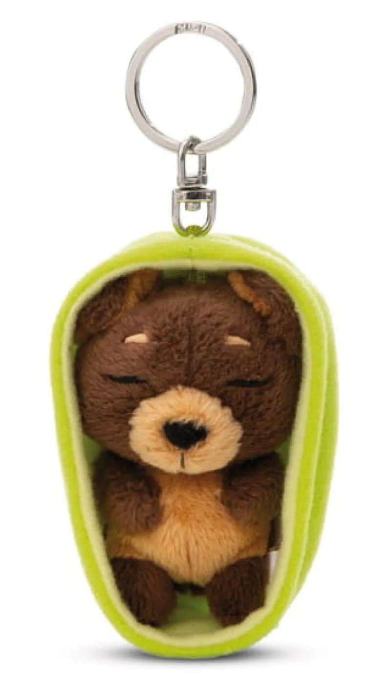 NICI 49990 Brelok Sleeping Pets pies brązowy 8cm, koszyk zielony
