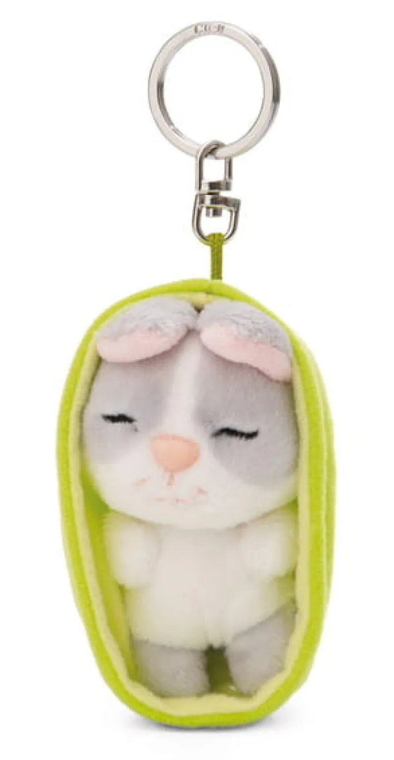 NICI 49982 Brelok Sleeping Pets królik szary 8cm, koszyk zielony