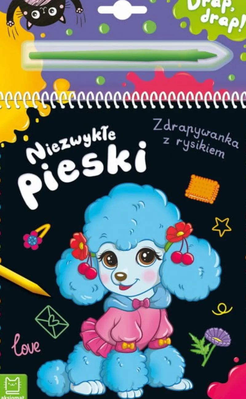 Dzieci AKSJOMAT Niezwykłe pieski. Zdrapywanka z rysikiem.