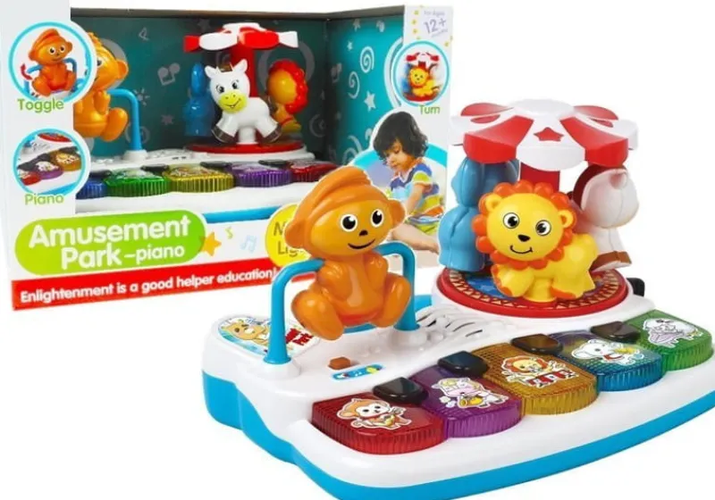 INNI Pianinko ze zwierzątkami + karuzela plac zabaw LeanToys 2451