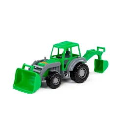 POLESIE 24446 Majster, traktor-koparka szaro-zielony w siatce