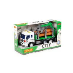 POLESIE 96067 "City", samochód do przewozu dłużycy inercyjny, ze światłem i dźwiękiem, zielony w pudełku