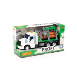 POLESIE 96180 "Profi", samochód do przewozu dłużycy inercyjny, ze światłem i dźwiękiem, zielony w pudełku