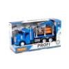 POLESIE 96173 "Profi", samochód do przewozu dłużycy inercyjny, ze światłem i dźwiękiem, niebieski w pudełku