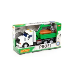 POLESIE 96142 "Profi", samochód burtowy z podnośnikiem inercyjny, ze światłem i dźwiękiem, zielony w pudełku