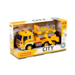POLESIE 89762 Samochód ciężarowy CITY z podnośnikiem światło, dźwięk, żółty