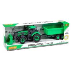 POLESIE 91840 Traktor+ładowarka Progres zielony z przyczepą