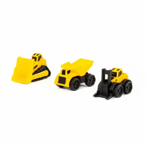 POLESIE 47981 Wywrotka mini + Spychacz mini gąsienicowy + Wózek widłowy mini w woreczku