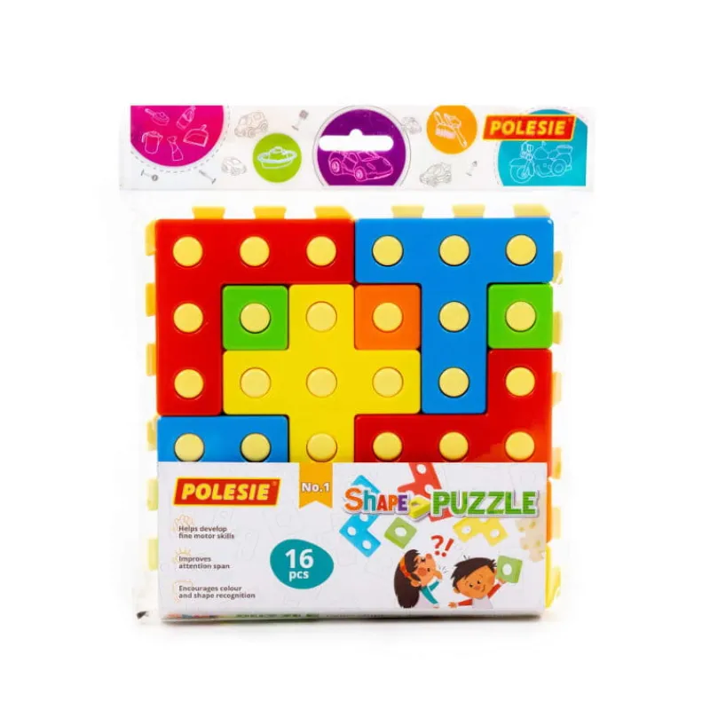 POLESIE 93936 Zabawka edukacyjna Ułóż puzzle Nr1 16 elementów w woreczku