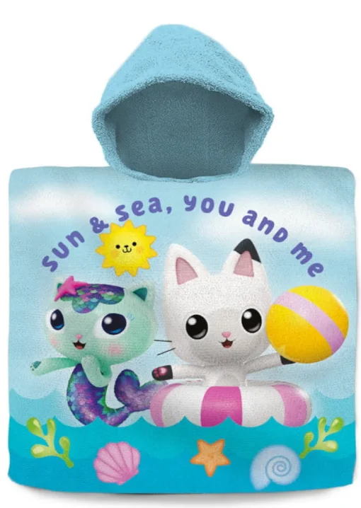 KIDS EUROSWAN Poncho kąpielowe /ręcznik 60x120cm bawełna Koci Domek Gabi. Gabby's Dollhouse GD00001