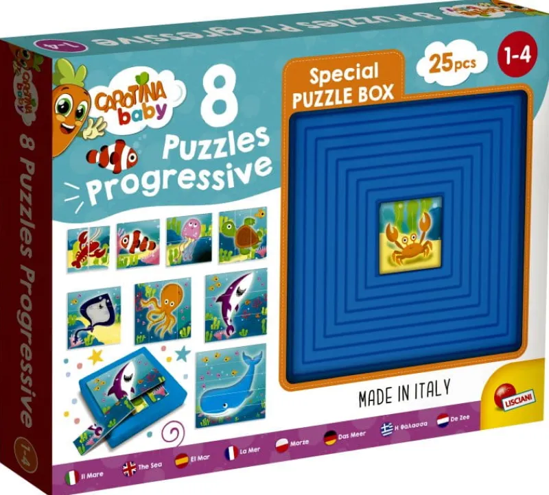 LISCIANI GIOCHI PROMO Carotina baby Puzzle progresywne 8 Morskie zwierzęta 95490 LISCIANI
