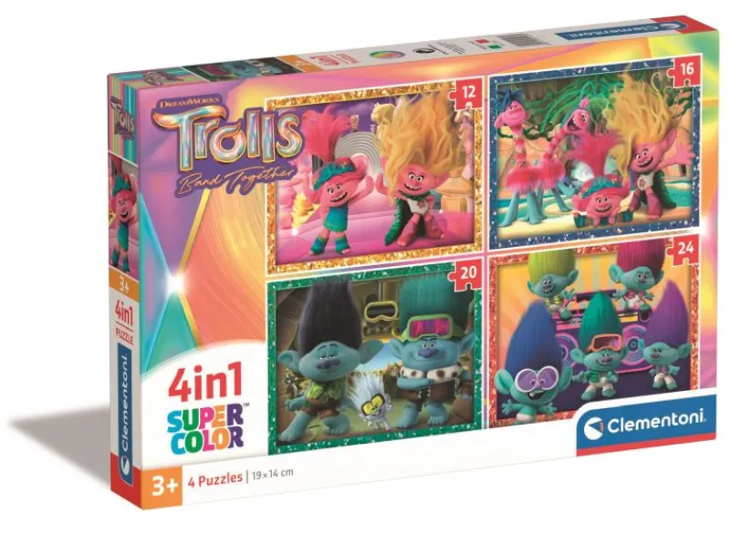 CLEMENTONI PROMO Puzzle 4w1 Trolls 3 21527