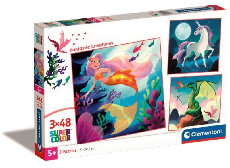 CLEMENTONI PROMO Puzzle 3x48el SuperColor square Fantastic Creatures 25319