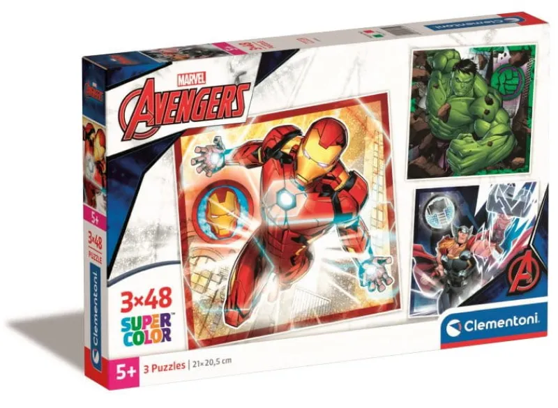 CLEMENTONI PROMO Puzzle 3x48el SuperColor square Marvel The Avengers 25315