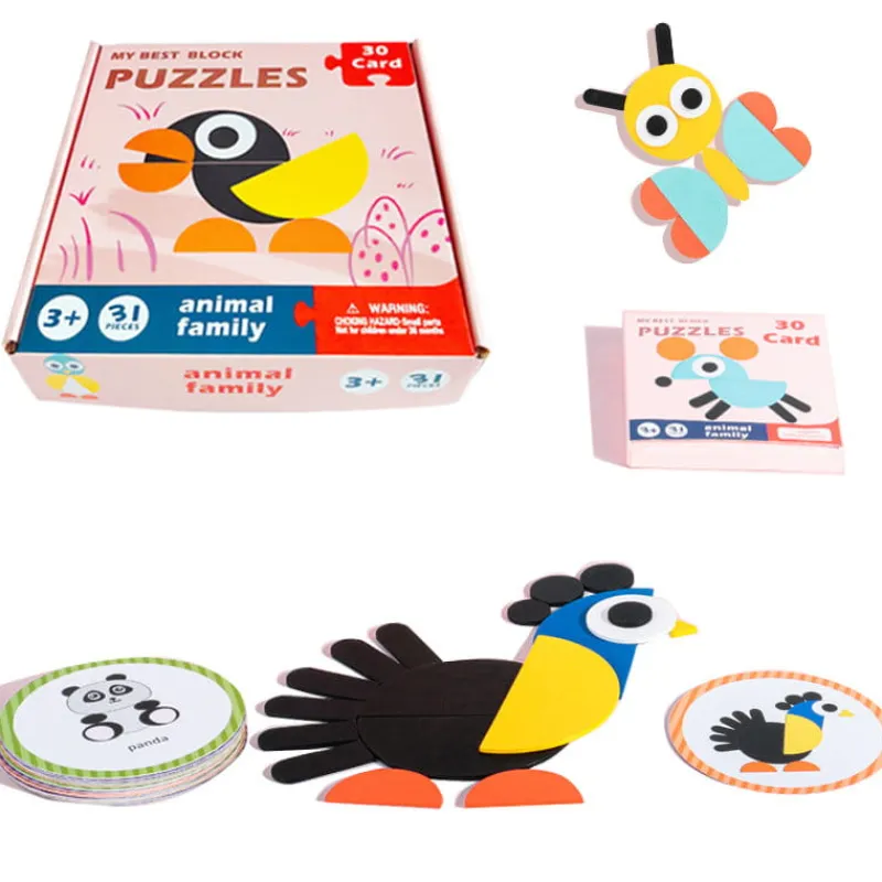 NORIMPEX PROMO Drewniane puzzle okrągłe + 30 szablonów 1009619