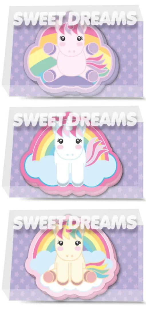 KIDS EUROSWAN PROMO Gumka do ścierania, 6x7 cm Jednorożec Sweet Dreams KL10869 mix cena za 1 szt