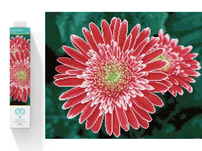 DANTE PROMO Haft diamentowy Diamond Dotz Diamentowa mozaika Gerbera różowa 58x48cm DQ10001