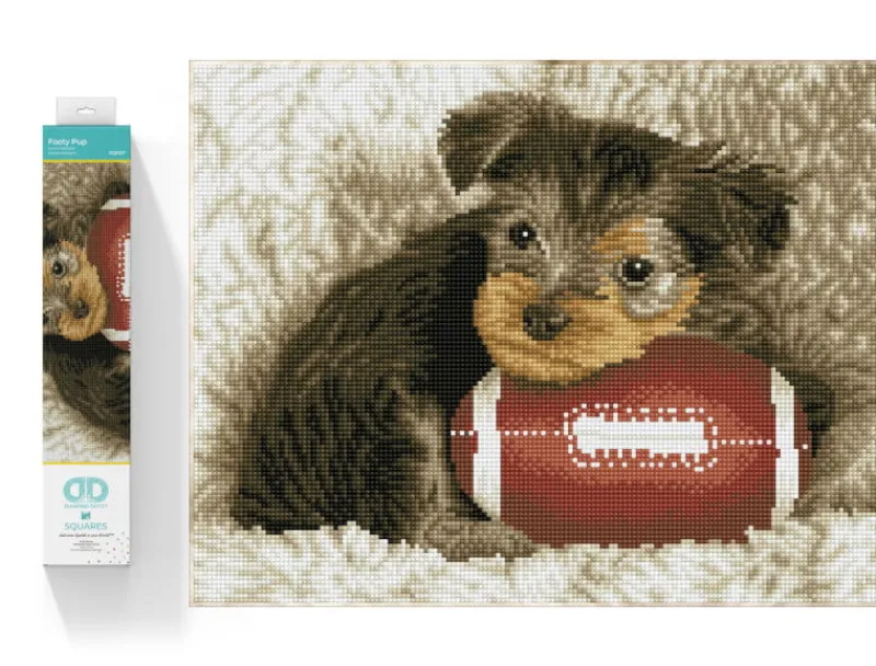 DANTE PROMO Haft diamentowy Diamond Dotz Diamentowa mozaika Footy Pup Szczeniak z piłką do rugby 49x40cm DQ8017