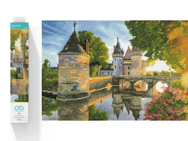 DANTE PROMO Haft diamentowy Diamond Dotz Zamek nad rzeką 60x43cm DQ12002