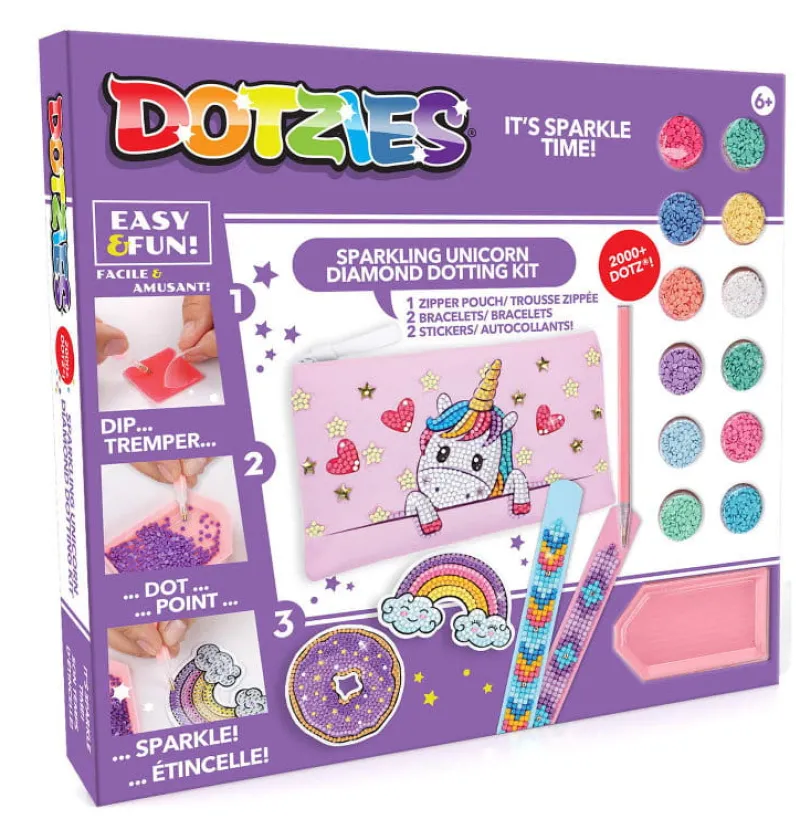 DANTE PROMO Haft diamentowy Diamond Dotz Zestaw Jednorożec piórnik, bransoletki, naklejki DTZ10012 Diamentowa mozaika