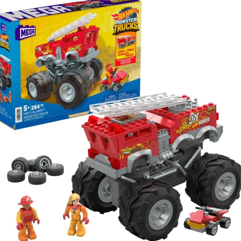 MATTEL PROMO Klocki straż MEGA BLOKS Hot Wheel Monster Trucks 5-Alarm + łazik ATV Pojazd do zbudowania Zestaw klocków HHD19 p4