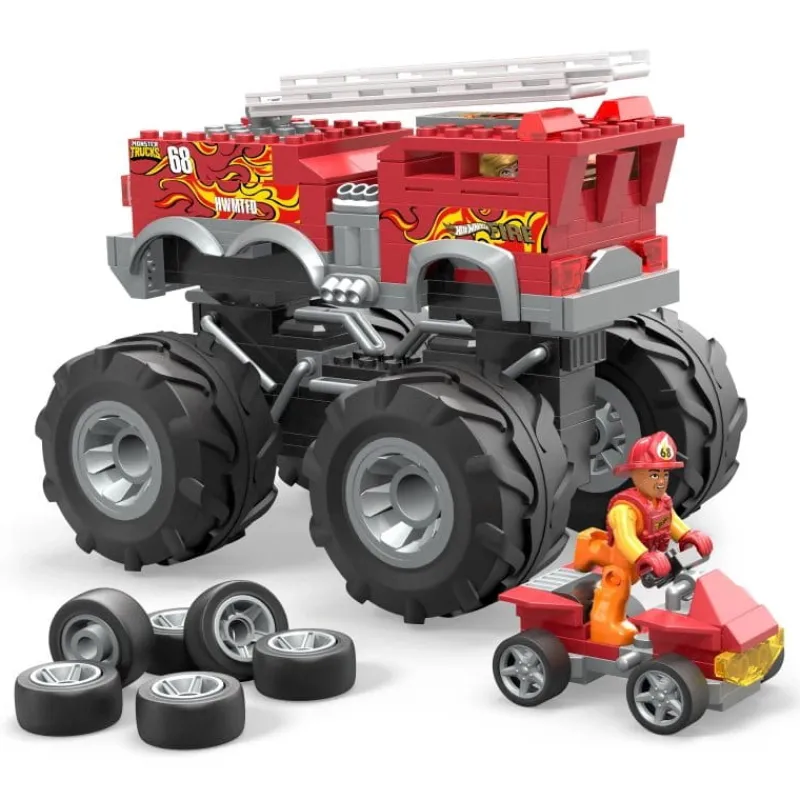 MATTEL PROMO Klocki straż MEGA BLOKS Hot Wheel Monster Trucks 5-Alarm + łazik ATV Pojazd do zbudowania Zestaw klocków HHD19 p4