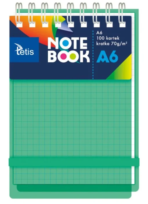 TETIS PROMO Kołonotatnik A6 100k okładka PP zielona 70g/m2