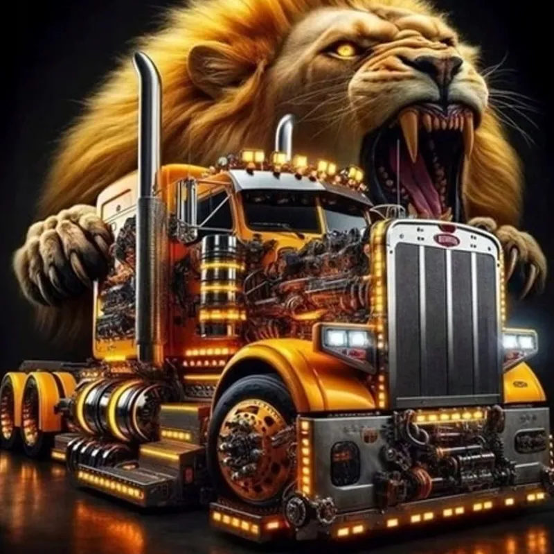 NORIMPEX PROMO Malowanie po numerach Auto truck z ryczącym lwem 50x40cm 2001745