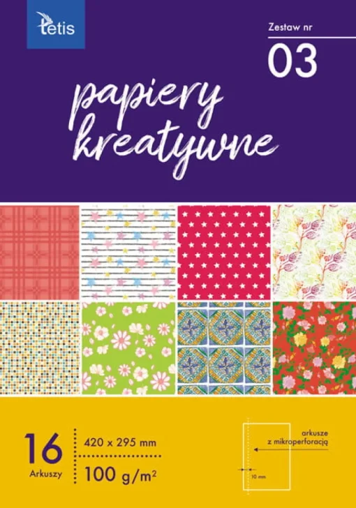 TETIS PROMO Papier kreatywny A3 zestaw nr 03