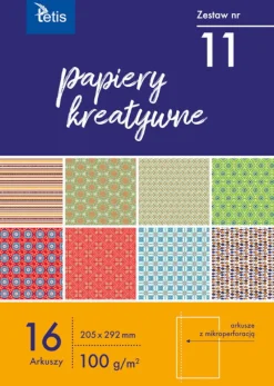 TETIS PROMO Papiery kreatywne A4 205x292mm 16 arkuszy zestaw nr 11 KB030-11