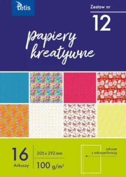 TETIS PROMO Papiery kreatywne A4 205x292mm 16 arkuszy zestaw nr 12 KB030-12