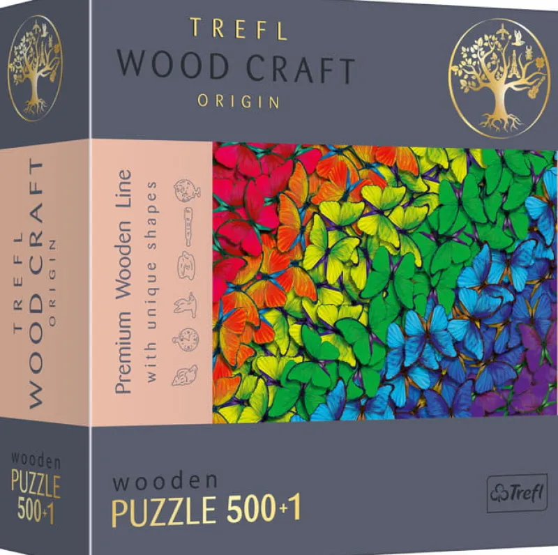 TREFL PROMO Puzzle 501el drewniane - Tęczowe motyle 20159