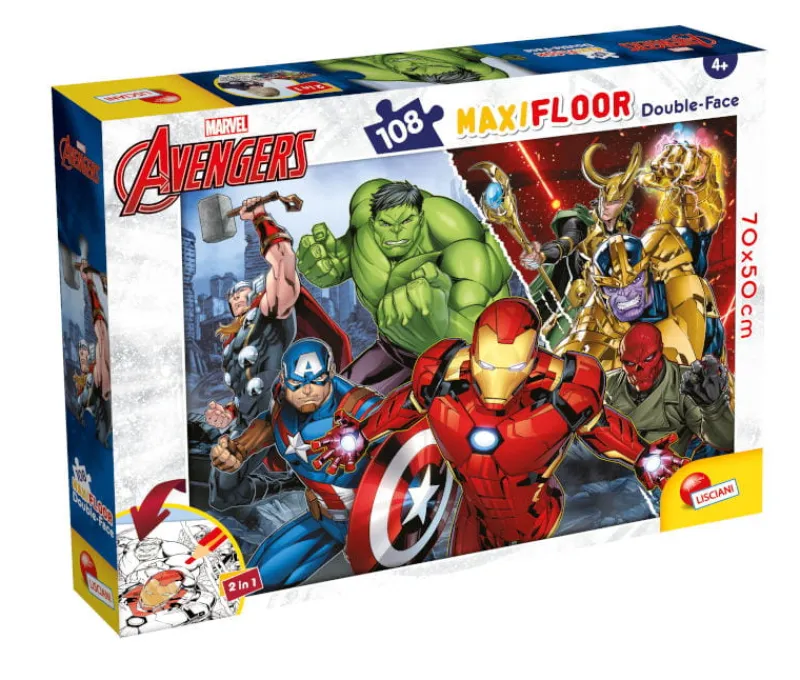 LISCIANI GIOCHI PROMO Puzzle podłogowe dwustronne Maxi Floor 108el Marvel Avengers 99771 LISCIANI