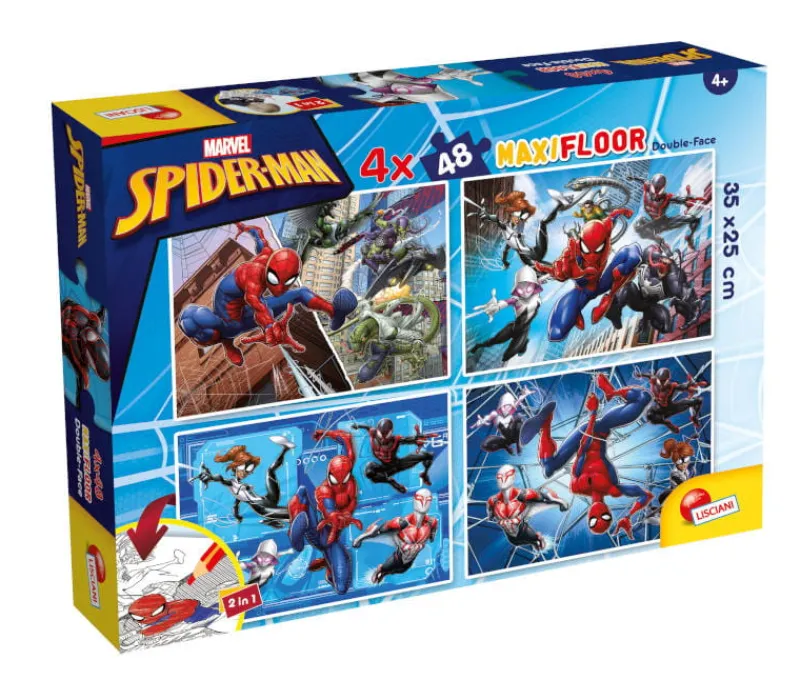 LISCIANI GIOCHI PROMO Puzzle podłogowe dwustronne Maxi Floor 4x48el Marvel Spiderman 100385 LISCIANI