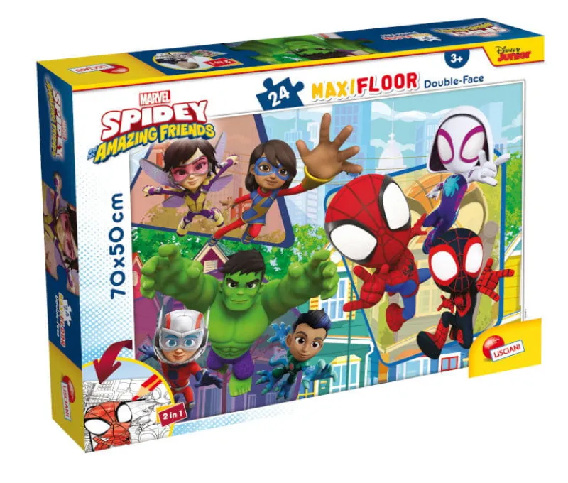 LISCIANI GIOCHI PROMO Puzzle podłogowe dwustronne Maxi Floor 24el Marvel Spidey 99726 LISCIANI
