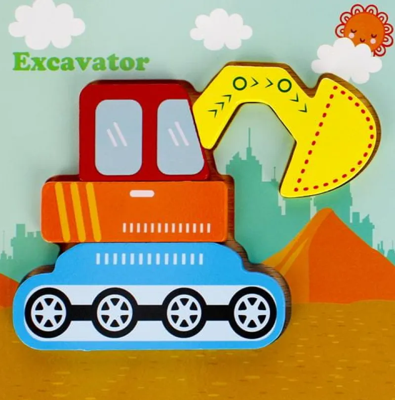 EURO-TRADE PROMO Układanka drewniana 4el Koparka 500635 Mega Creative