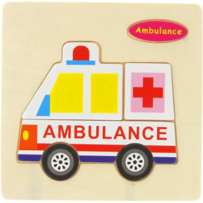INNI PROMO Układanka edukacyjna Karetka, ambulans, drewno