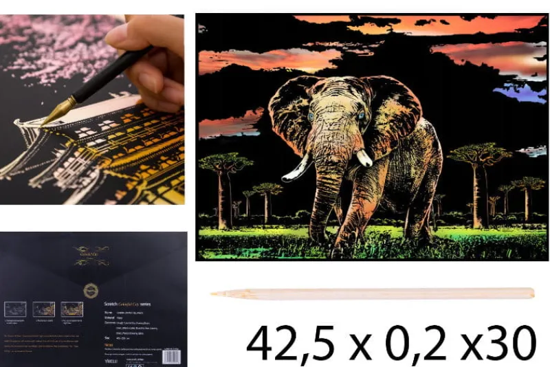 NORIMPEX PROMO Zdrapywanka kopertowa Słoń 40,5x28,5 cm 1006251