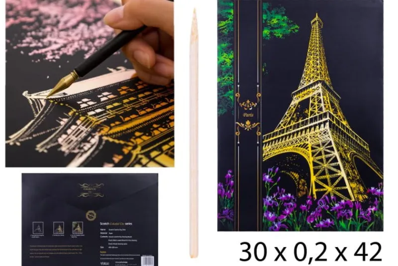 NORIMPEX PROMO Zdrapywanka kopertowa Wieża Aifel 40,5x28,5 cm 1006241 (5324F)