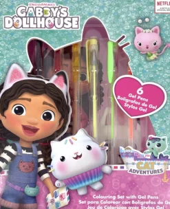 KIDS EUROSWAN PROMO Zestaw piśmienniczy 6 żelowych długopisów z notatnikiem Koci Domek Gabi. Gabby's Dollhouse GD00064