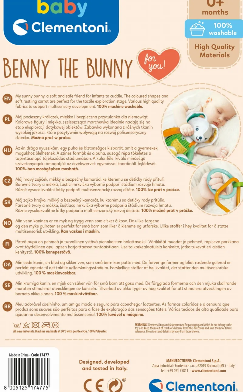 CLEMENTONI Przytulanka dla niemowlaka Mój przyjaciel KRÓLIK - Baby