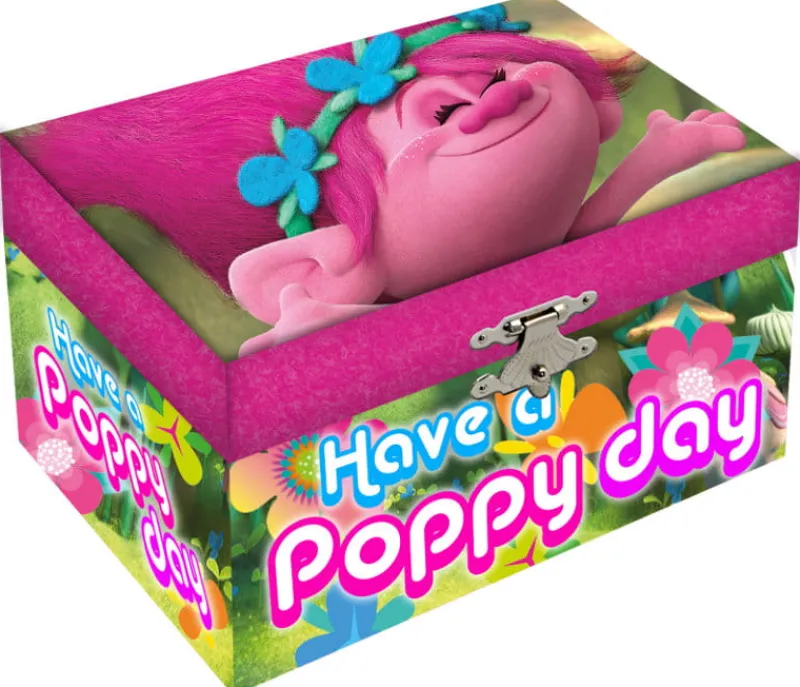KIDS EUROSWAN Pudełko na biżuterię z lusterkiem, światełkami LED, 14,8x8,4x10,5cm Trolls TR17027