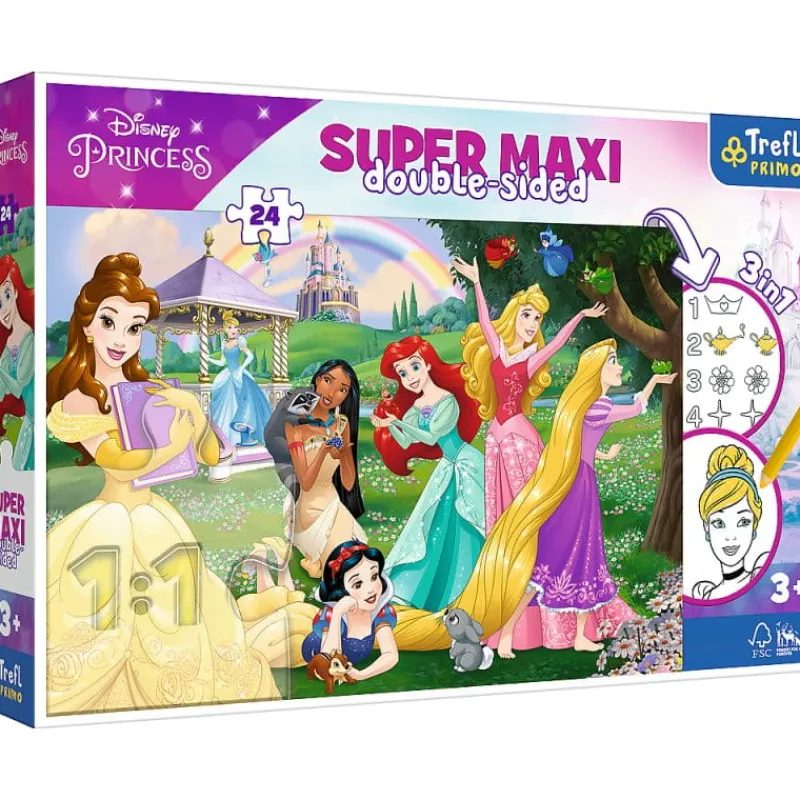 TREFL Puzzle dwustronne 24el SUPER MAXI 3w1 Wesołe Księżniczki 41008
