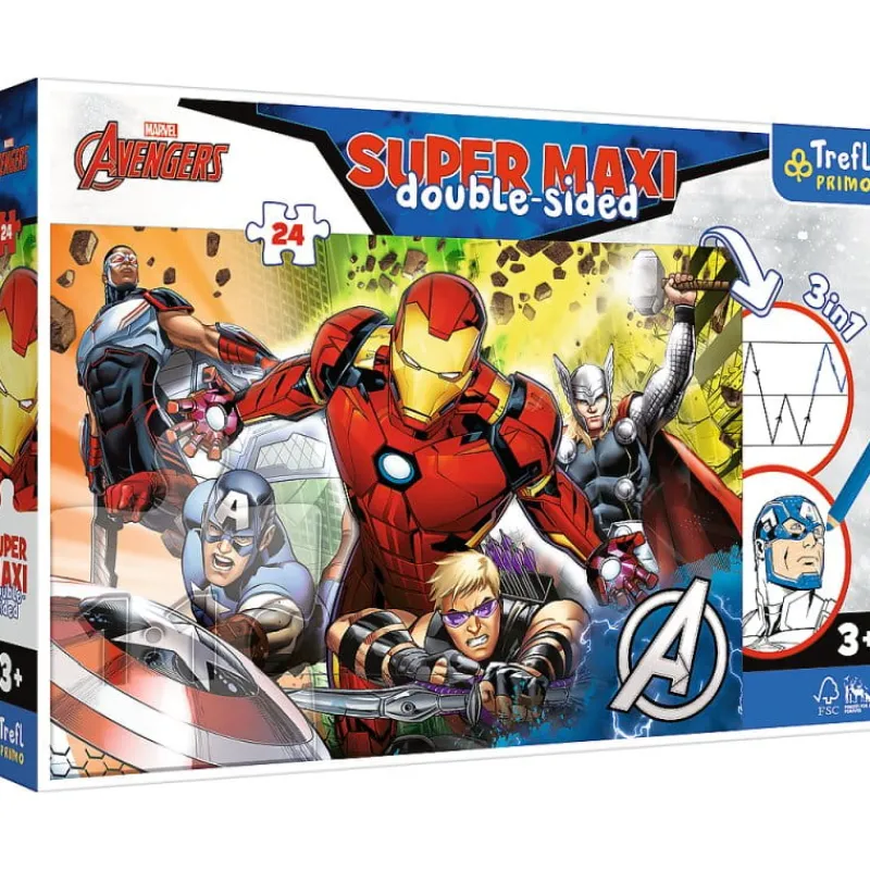 TREFL Puzzle dwustronne 24el SUPER MAXI 3w1 Silni Avengers 41007