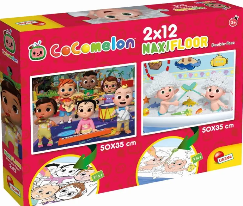 LISCIANI GIOCHI Puzzle dwustronne podłogowe 2x12el. Czas coś zbudować 91133 LISCIANI Cocomelon
