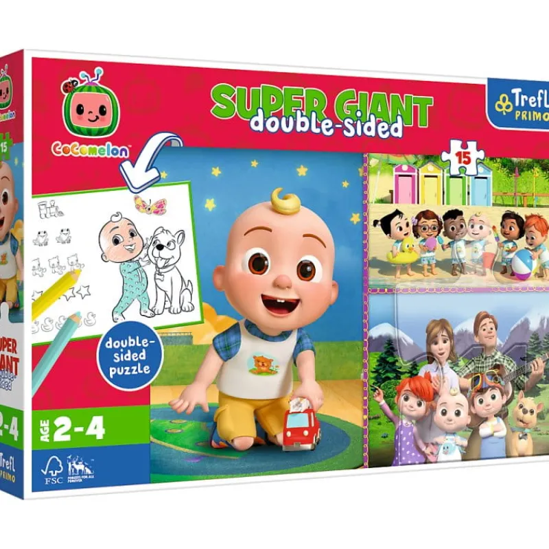 TREFL Puzzle dwustronne Super Giant 15el Cocomelon. Wesoły dzień przyjaciół 42011 Primo