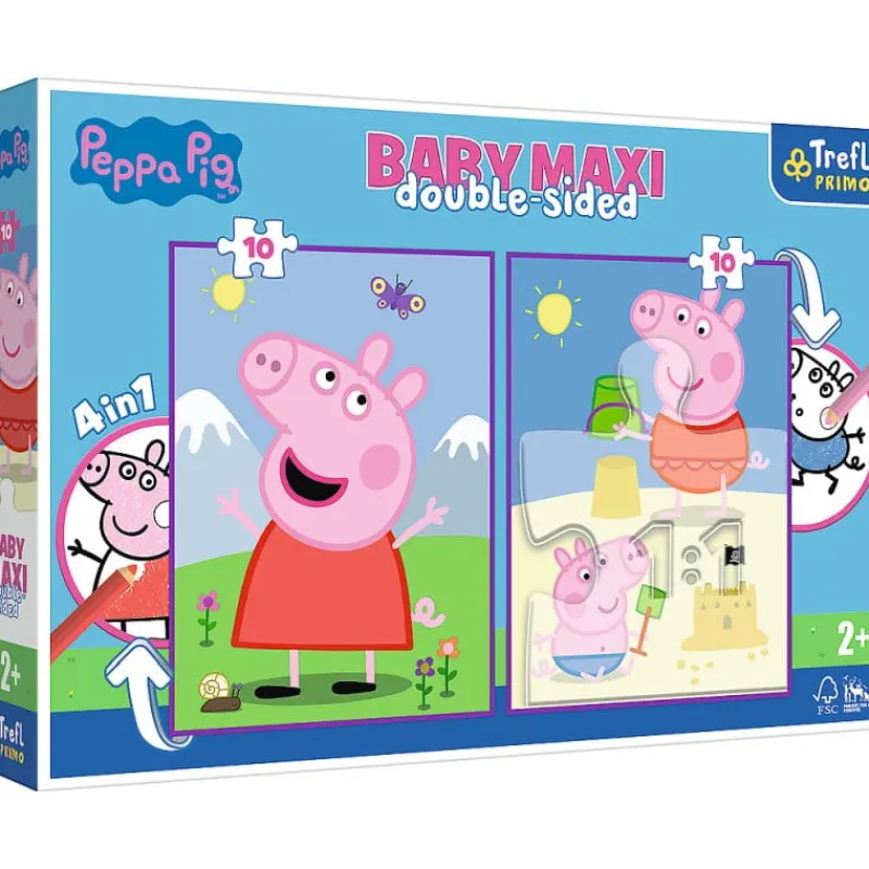 TREFL Puzzle dwustronne 2x10el BABY MAXI 4w1 Pogodny dzień Peppy. Peppa Pig 43001